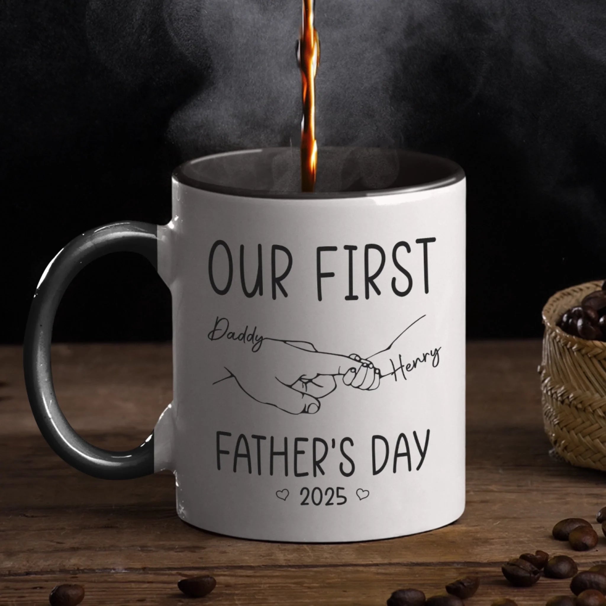 Papa’s Hold, Our Forever Anchor - Family Personalized Custom Accent Mug - Father's Day, Gift For Dad