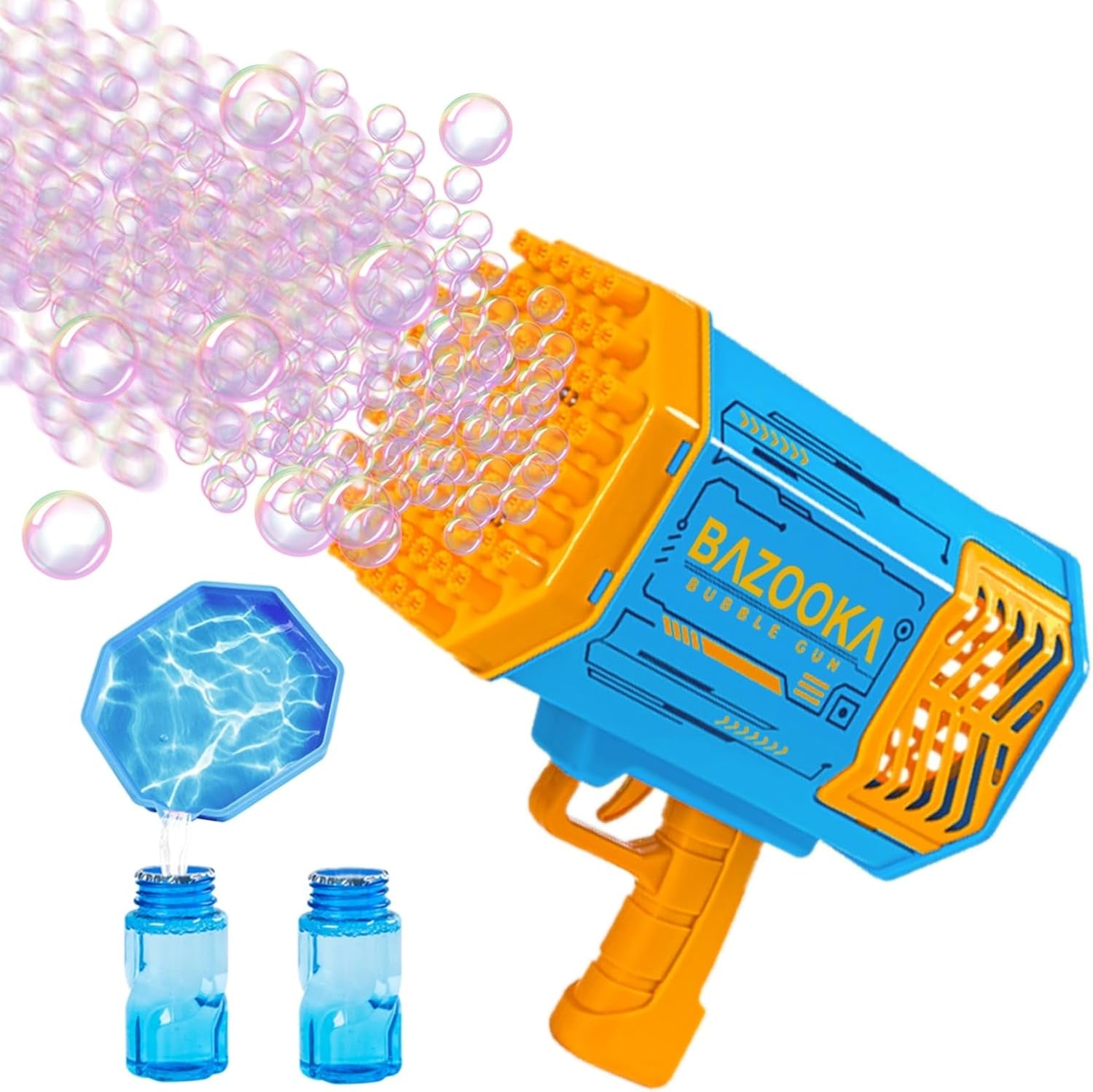 69-Hole Purple Bubble Bazooka Gun with Solution – Outdoor Toy for Kids