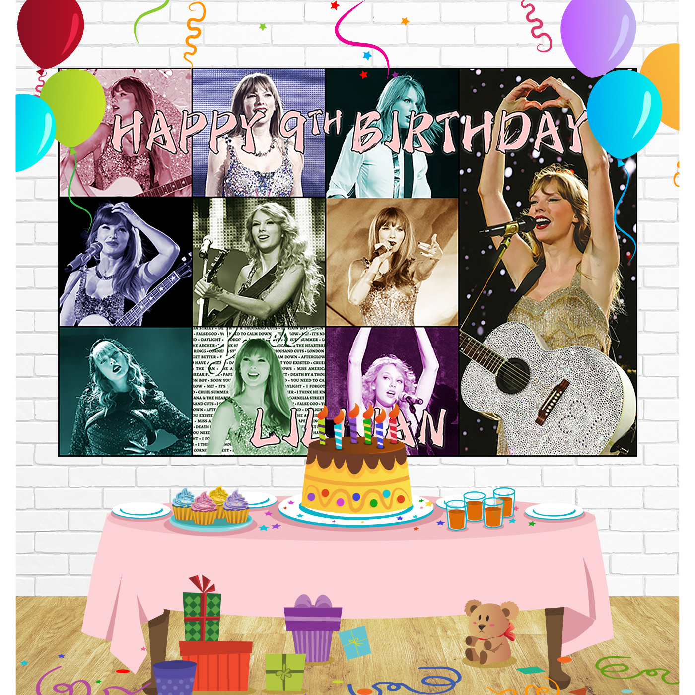 Taylor Swift Birthday Backdrop for Party Supplies Decorations