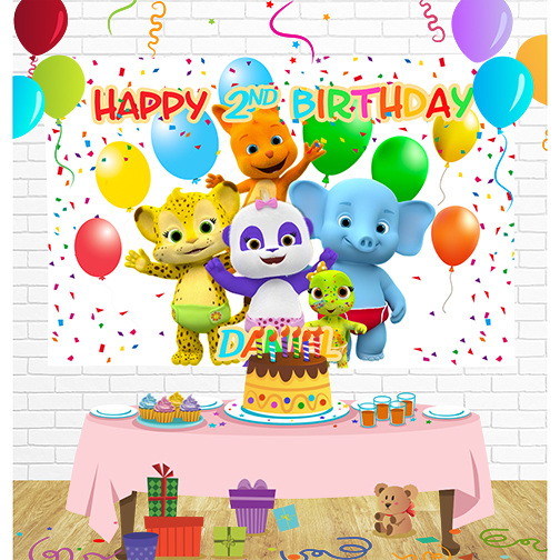 Word Party Birthday Backdrop for Party Supplies Decorations