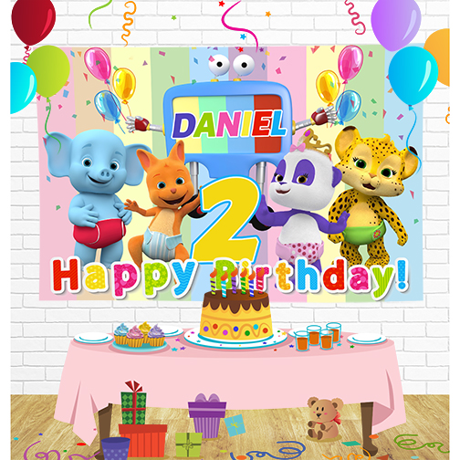 Word Party Birthday Backdrop for Party Supplies Decorations