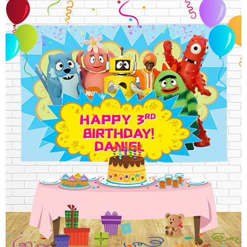 Yo Gabba Gabba Birthday Backdrop for Party Supplies Decorations