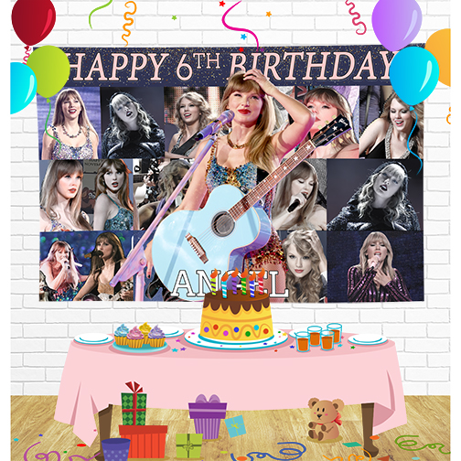 Taylor Swift  Birthday Backdrop for Party Supplies Decorations