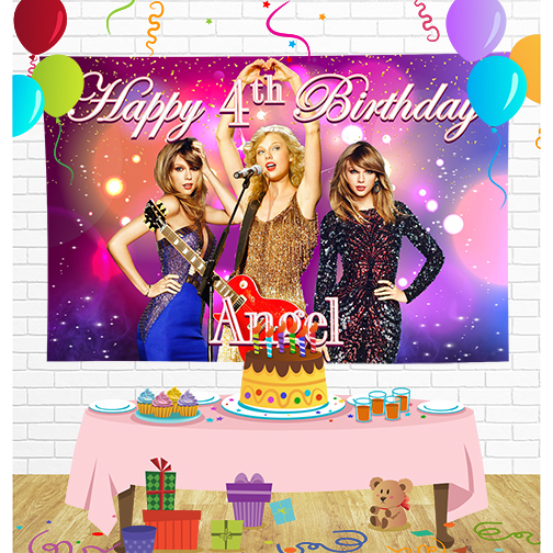 Taylor Swift  Birthday Backdrop for Party Supplies Decorations
