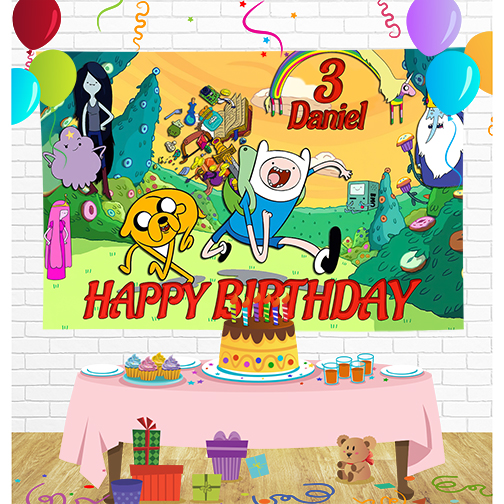 Adventure Time Birthday Backdrop for Party Supplies Decorations