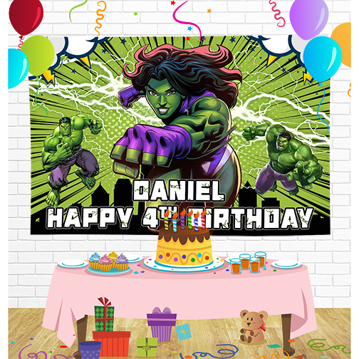 Hulk Birthday Backdrop for Party Supplies Decorations