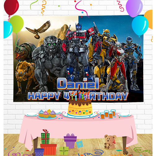 Transformers Birthday Backdrop for Party Supplies Decorations