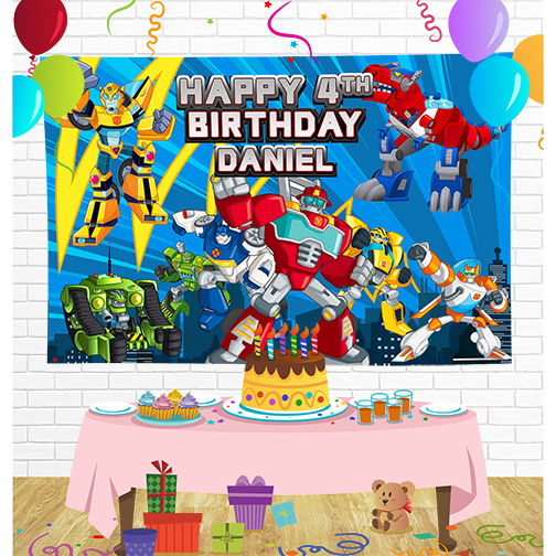 Transformers Birthday Backdrop for Party Supplies Decorations
