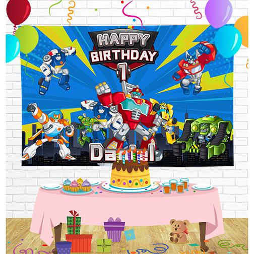 Transformers Birthday Backdrop for Party Supplies Decorations