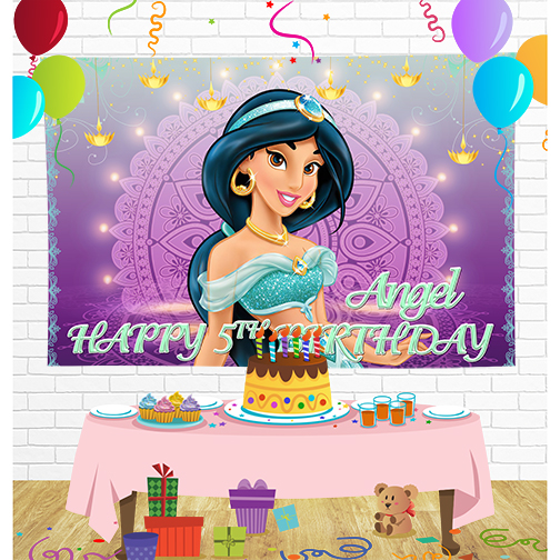 Aladdin Princess Jasmine Birthday Backdrop for Party Supplies Decorations