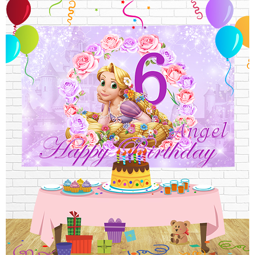 Tangled Princess Rapunzel Birthday Backdrop for Party Supplies Decorations