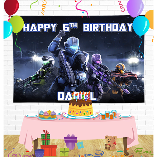 Halo Master Chief Birthday Backdrop for Party Supplies Decorations