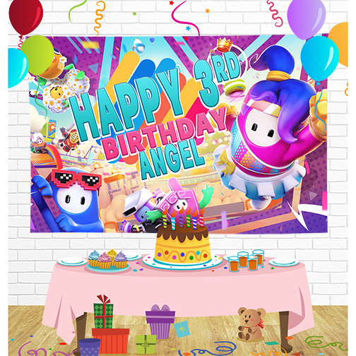 Fall Guys Birthday Backdrop for Party Supplies Decorations