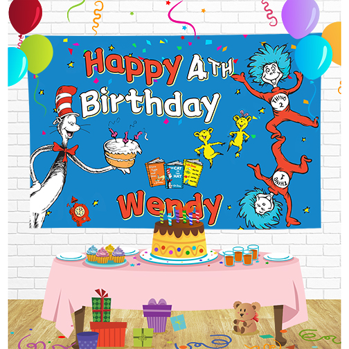 Dr Seuss Backdrop for Party Supplies Decorations