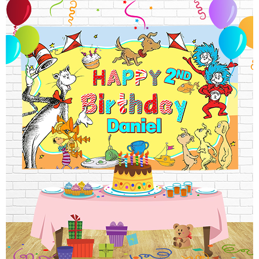 Dr Seuss Backdrop for Party Supplies Decorations