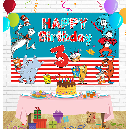Dr Seuss Backdrop for Party Supplies Decorations
