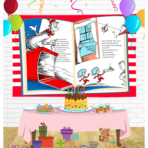 Dr Seuss Backdrop for Party Supplies Decorations