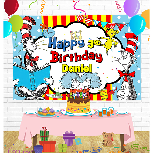 Dr Seuss Backdrop for Party Supplies Decorations