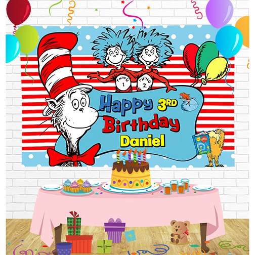 Dr Seuss Backdrop for Party Supplies Decorations