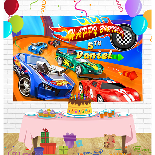 Hot Wheel Backdrop for Party Supplies Decorations
