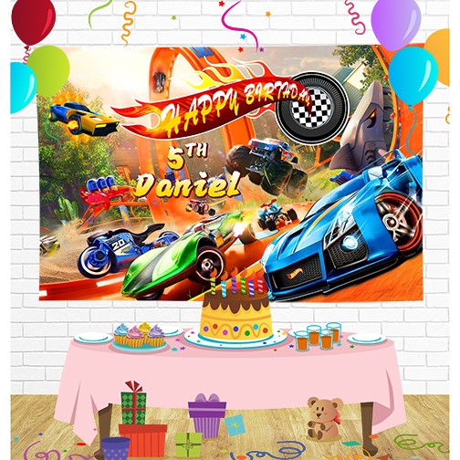 Hot Wheel Backdrop for Party Supplies Decorations