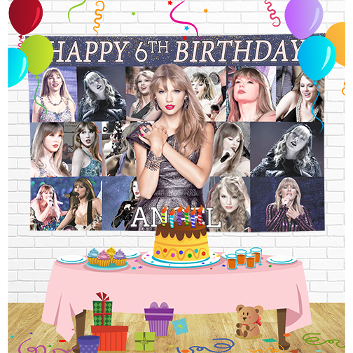 Taylor Swift  Birthday Backdrop for Party Supplies Decorations