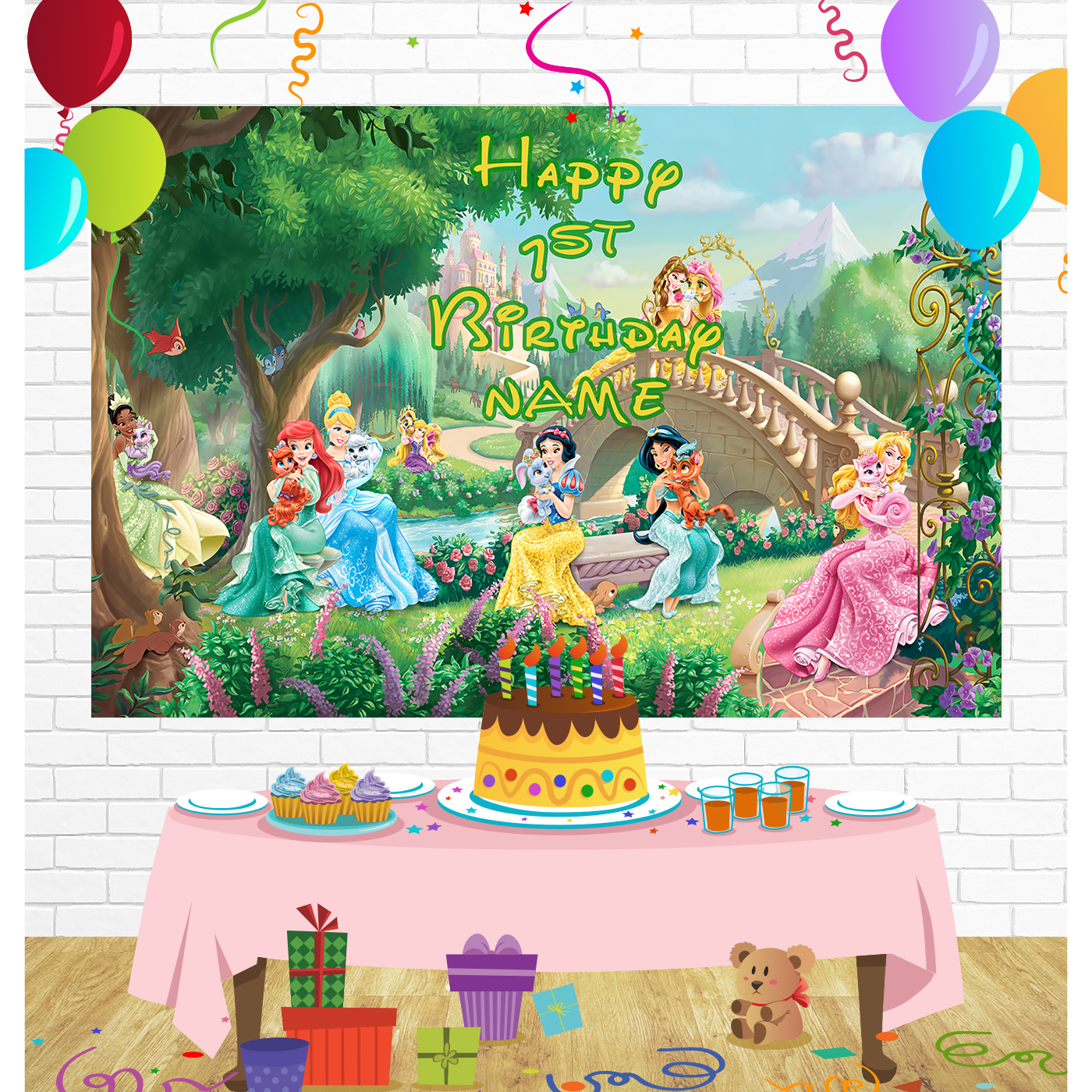 Princess Birthday Backdrop for Party Supplies Decorations