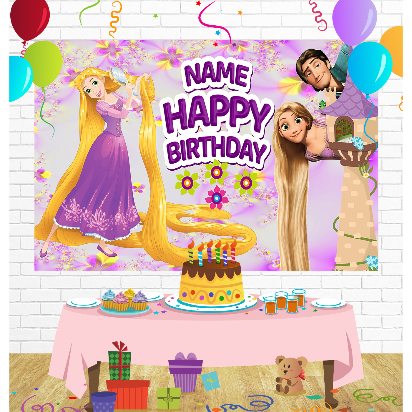 Beauty and Beast Princess Belle Birthday Backdrop for Party Supplies D