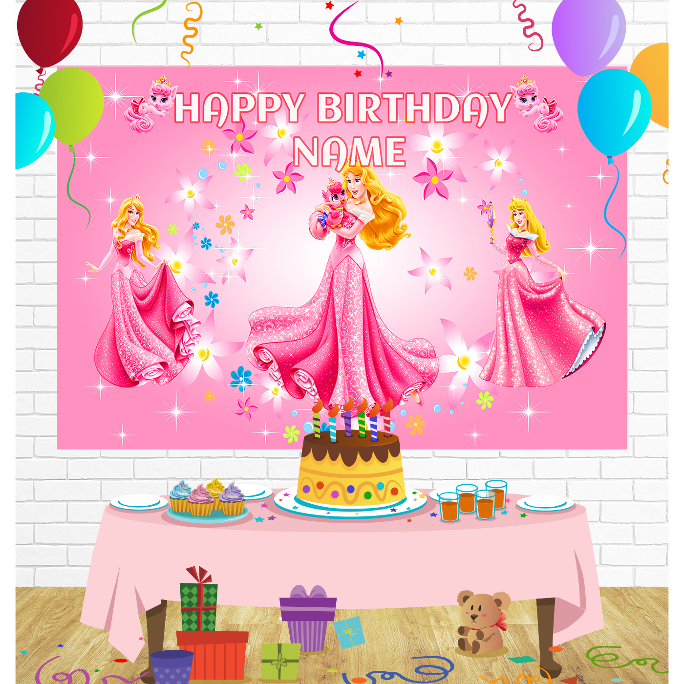 Beauty and Beast Princess Belle Birthday Backdrop for Party Supplies D