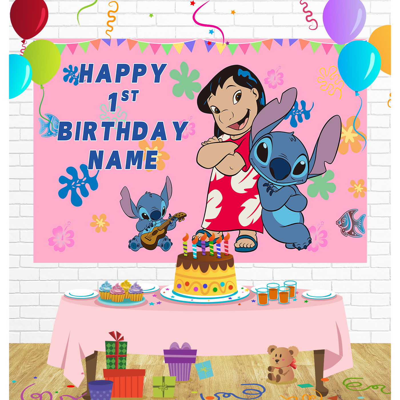 Lilo Stitch Birthday Backdrop for Party Supplies Decorations