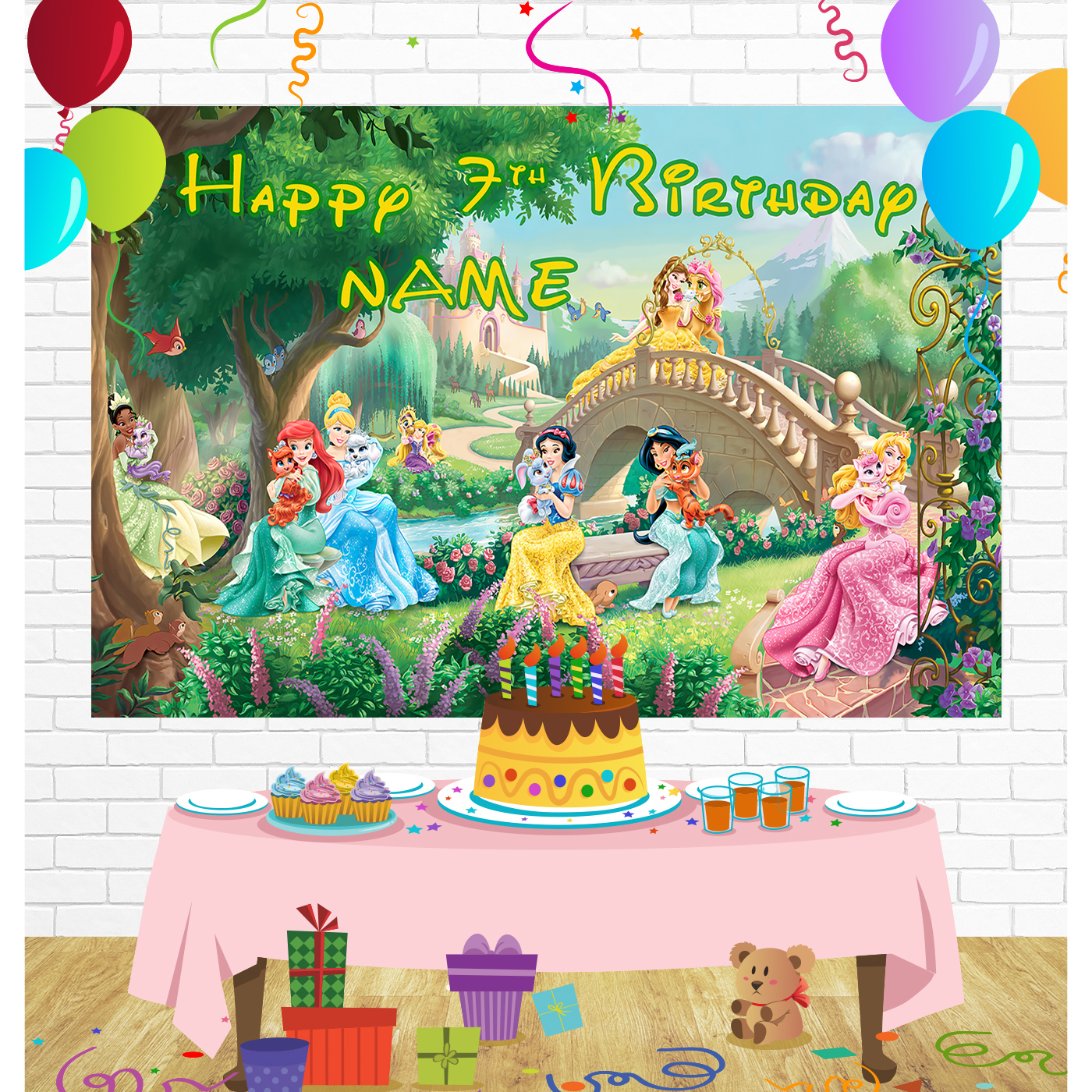 Princess Birthday Backdrop for Party Supplies Decorations