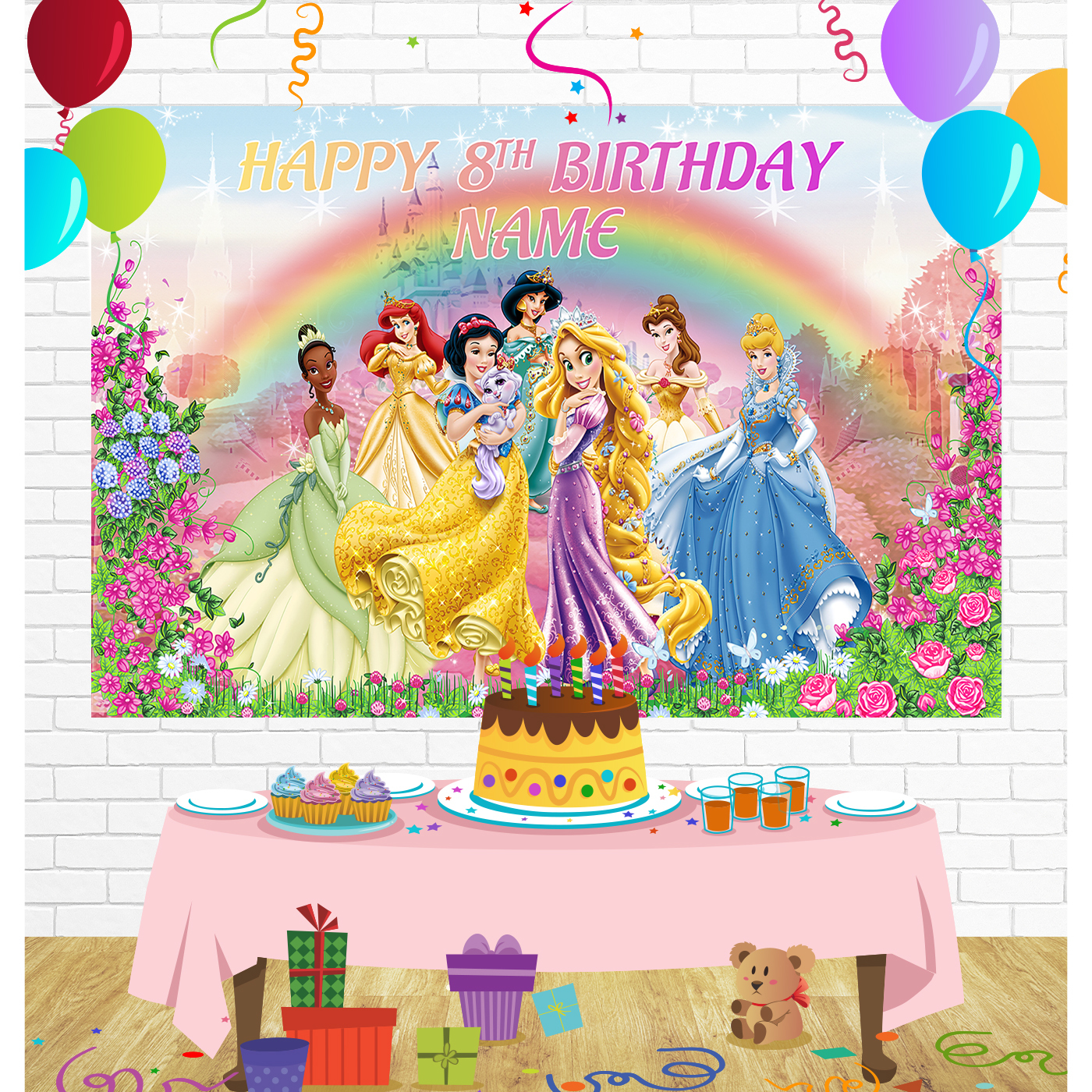 Princess Birthday Backdrop for Party Supplies Decorations