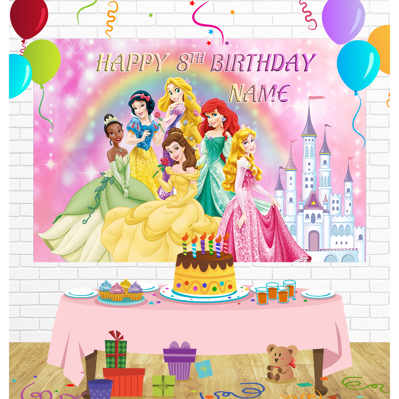 Princess Birthday Backdrop for Party Supplies Decorations