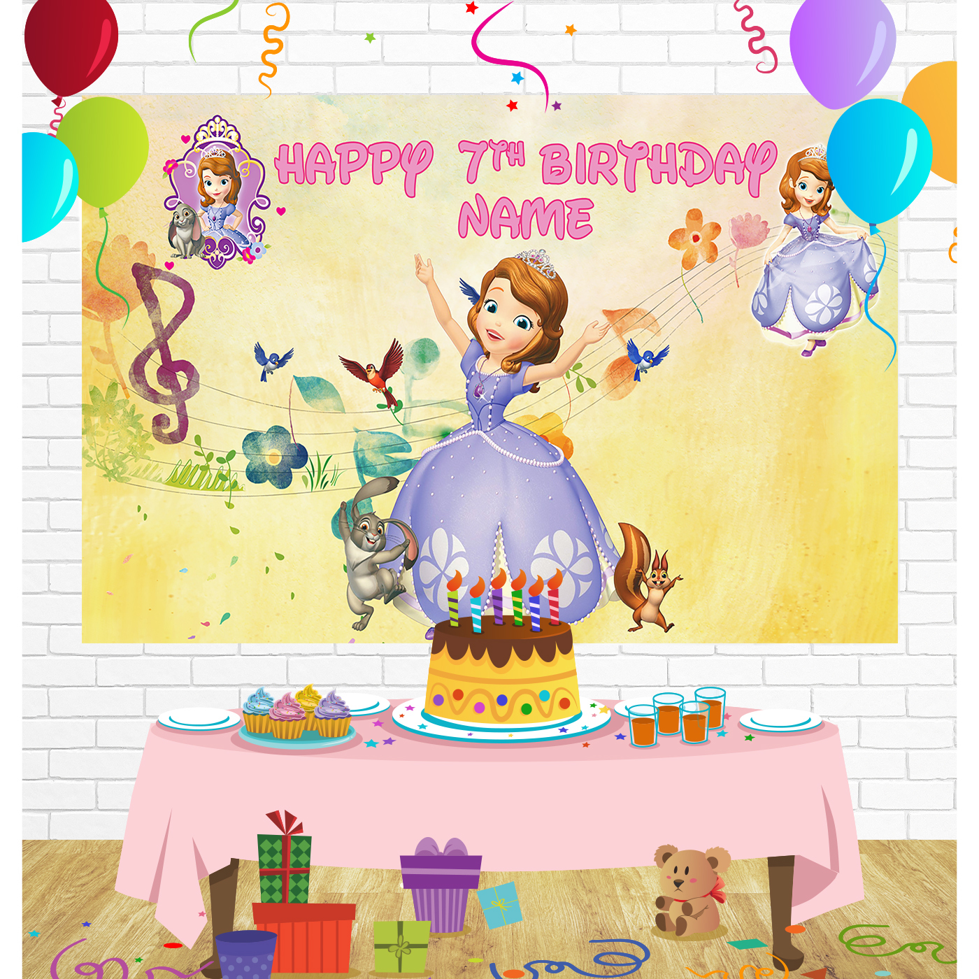 Sofia The First Birthday Backdrop for Party Supplies De