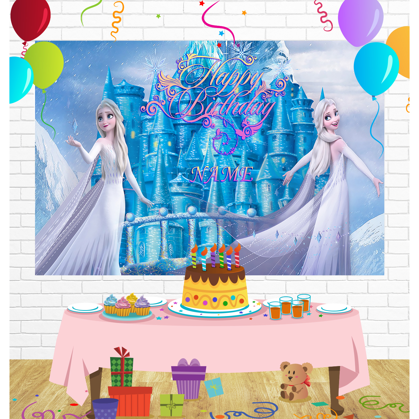 Frozen Birthday Backdrop for Party Supplies De