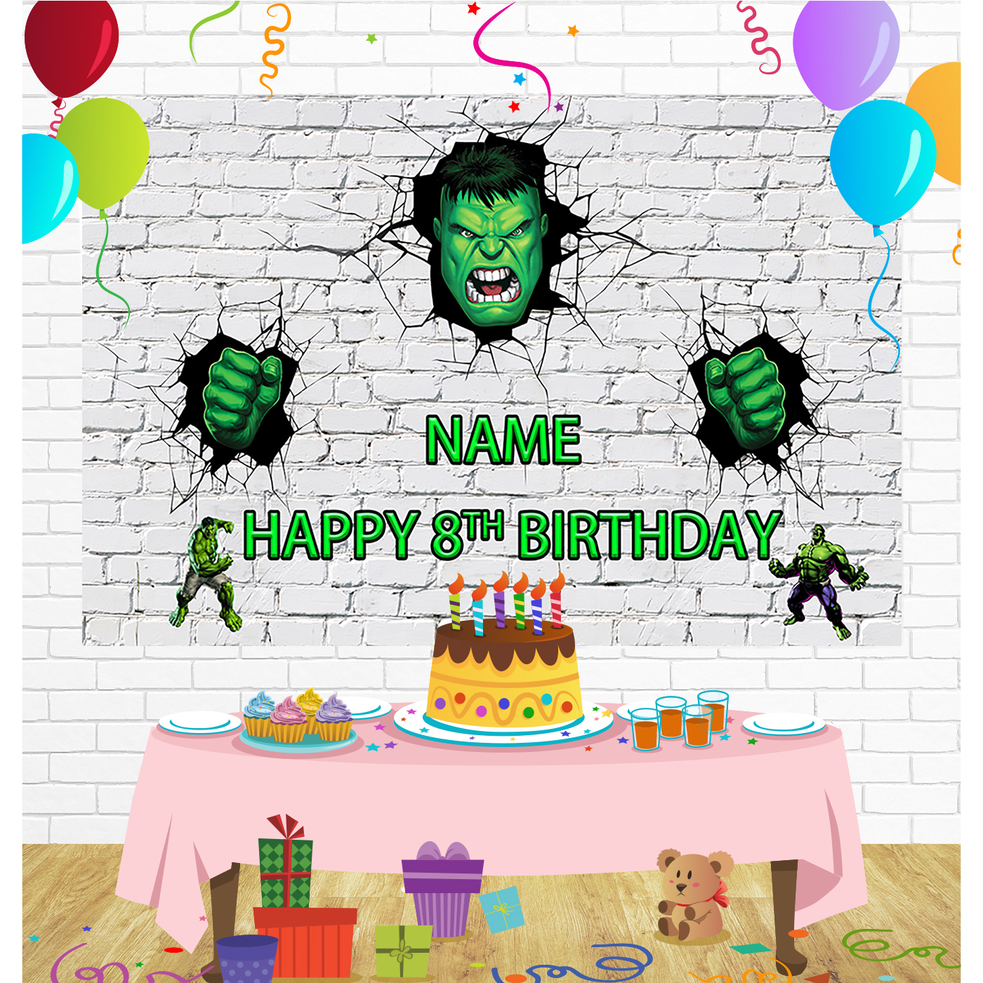 Hulk Birthday Backdrop for Party Supplies Decorations