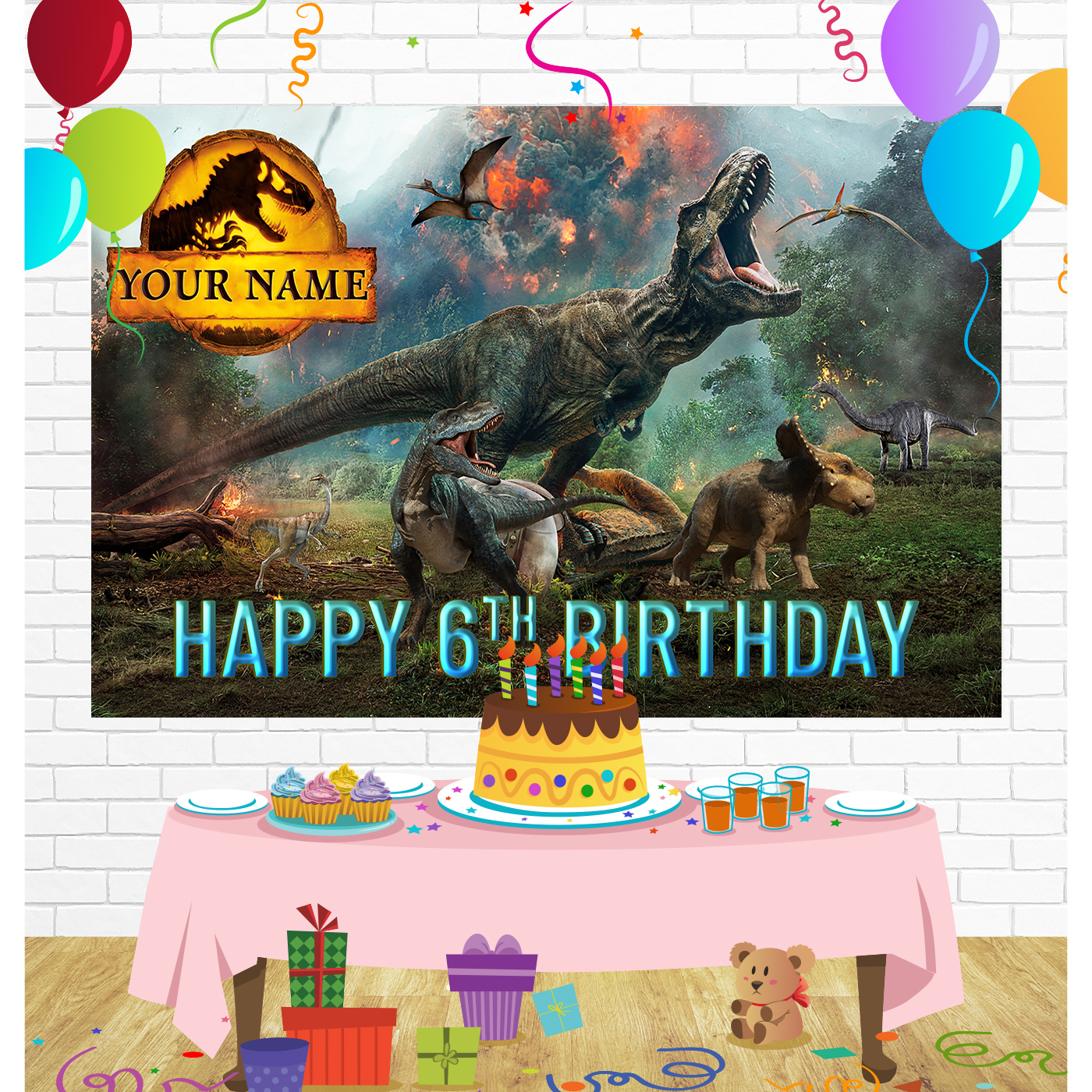 Jurassic World Birthday Backdrop for Party Supplies Decorations
