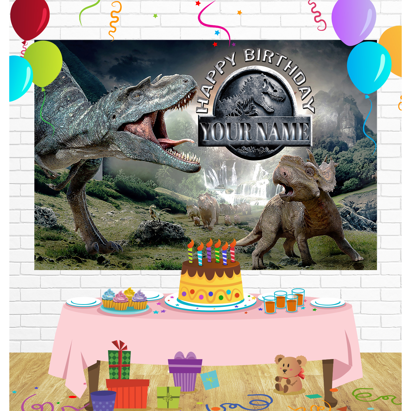 Jurassic World Birthday Backdrop for Party Supplies Decorations
