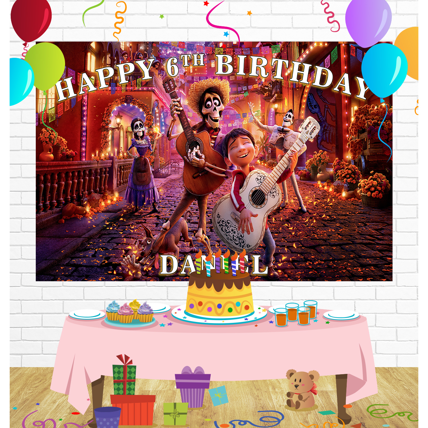 Coco Birthday Backdrop for Party Supplies Decorations