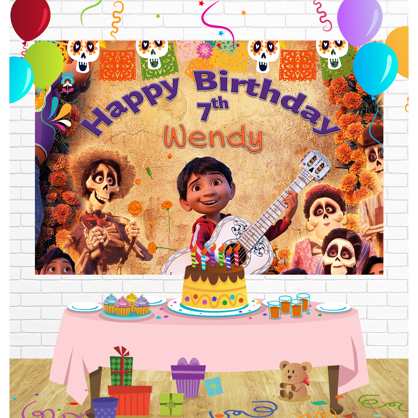 Coco Birthday Backdrop for Party Supplies Decorations