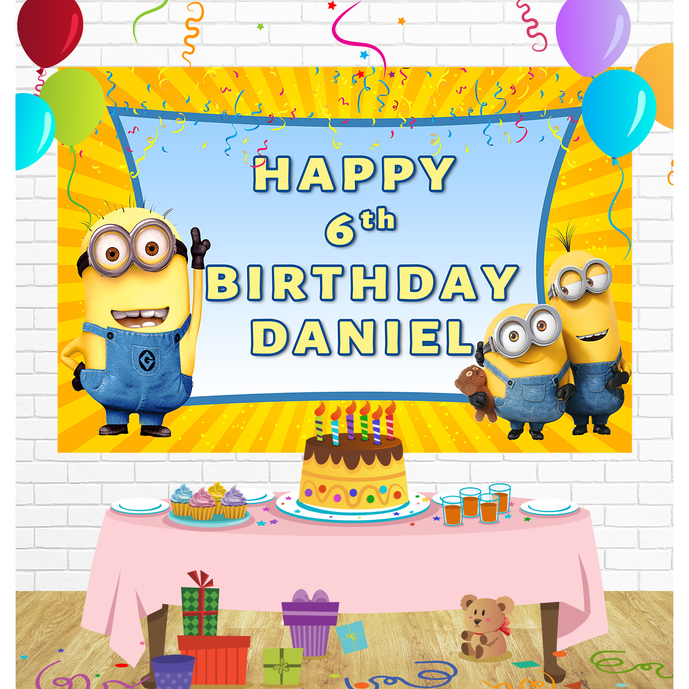 Minions Birthday Backdrop for Party Supplies Decorations