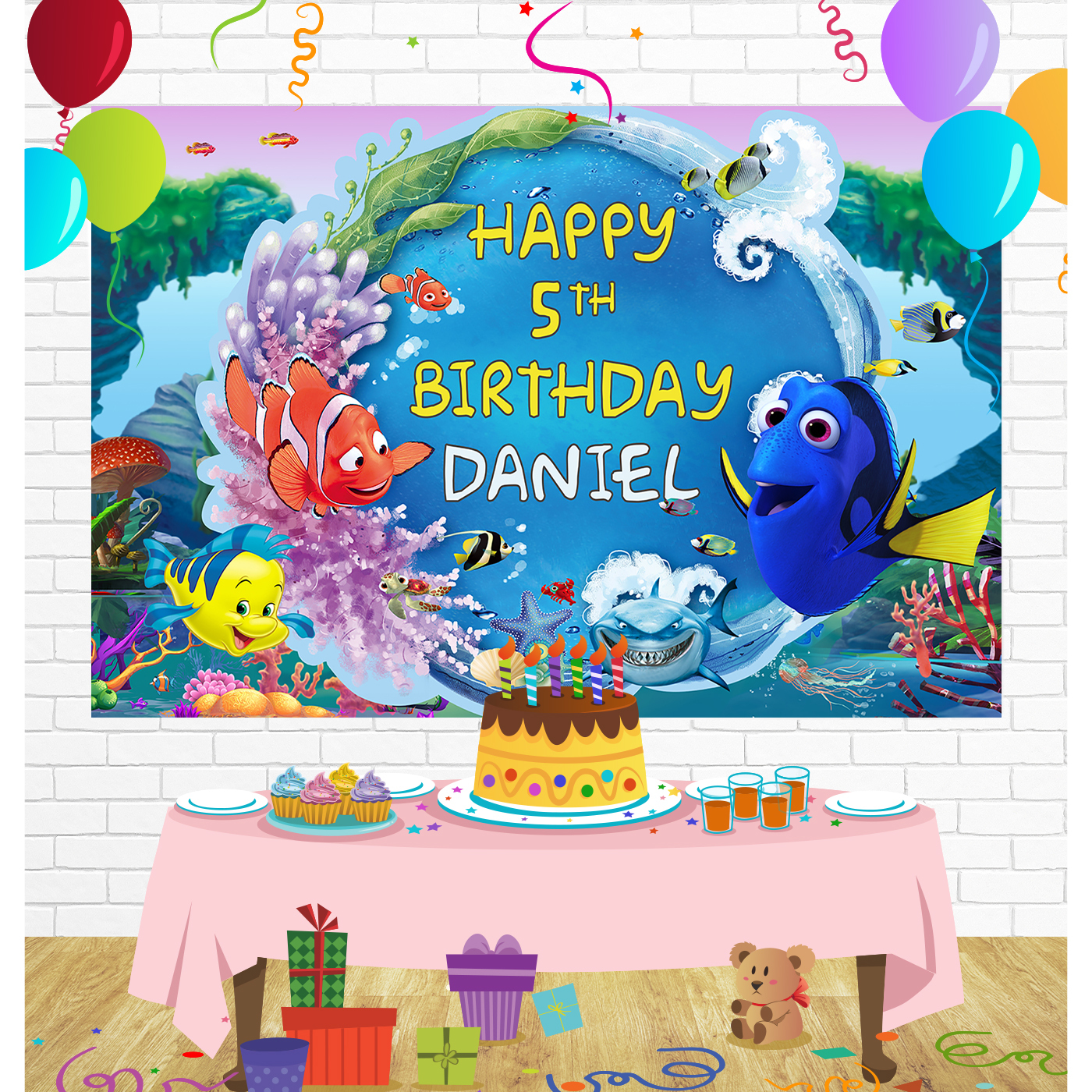 Finding Dory Nemo Birthday Backdrop for Party Supplies Decorations