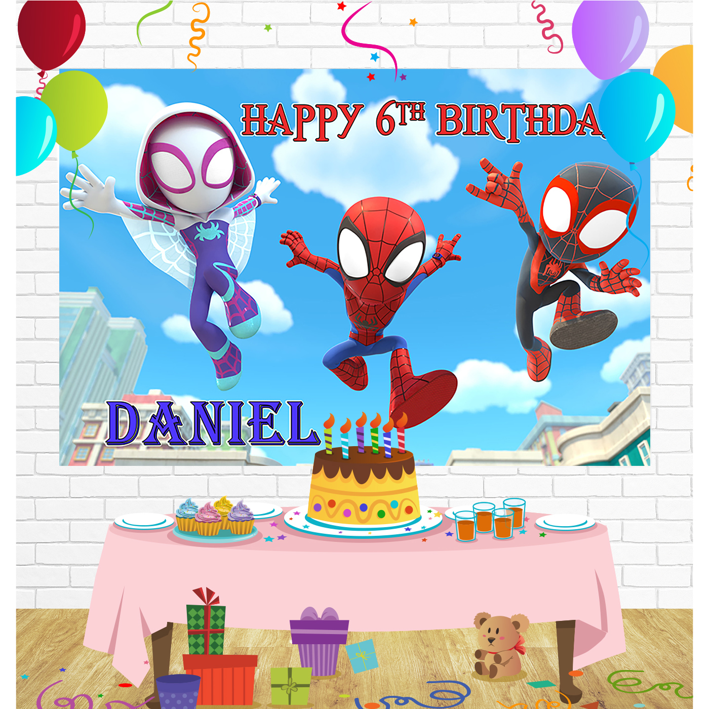 Spidey and his Amazing Friends Birthday Backdrop for Party Supplies De