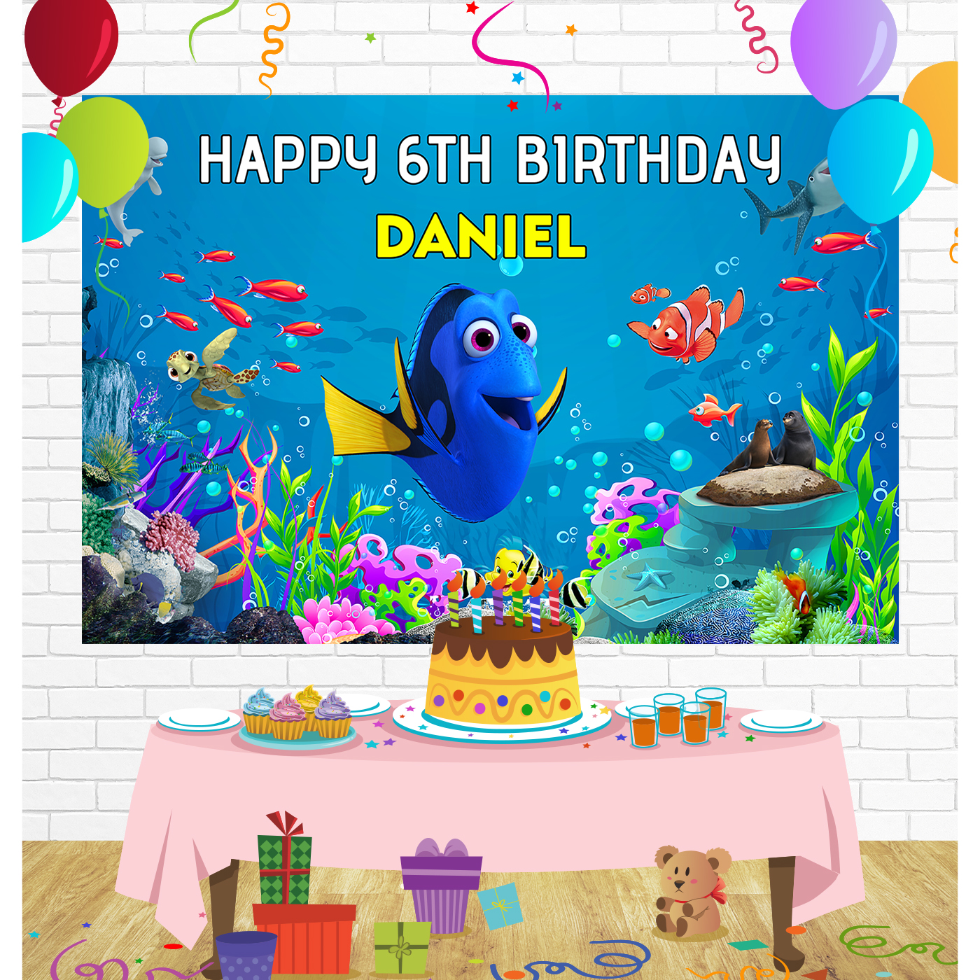 Finding Dory Nemo Birthday Backdrop for Party Supplies Decorations