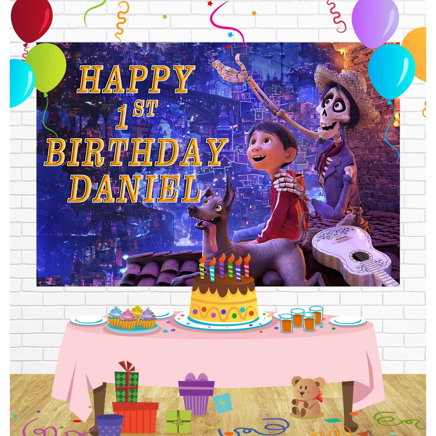 Coco Birthday Backdrop for Party Supplies Decorations