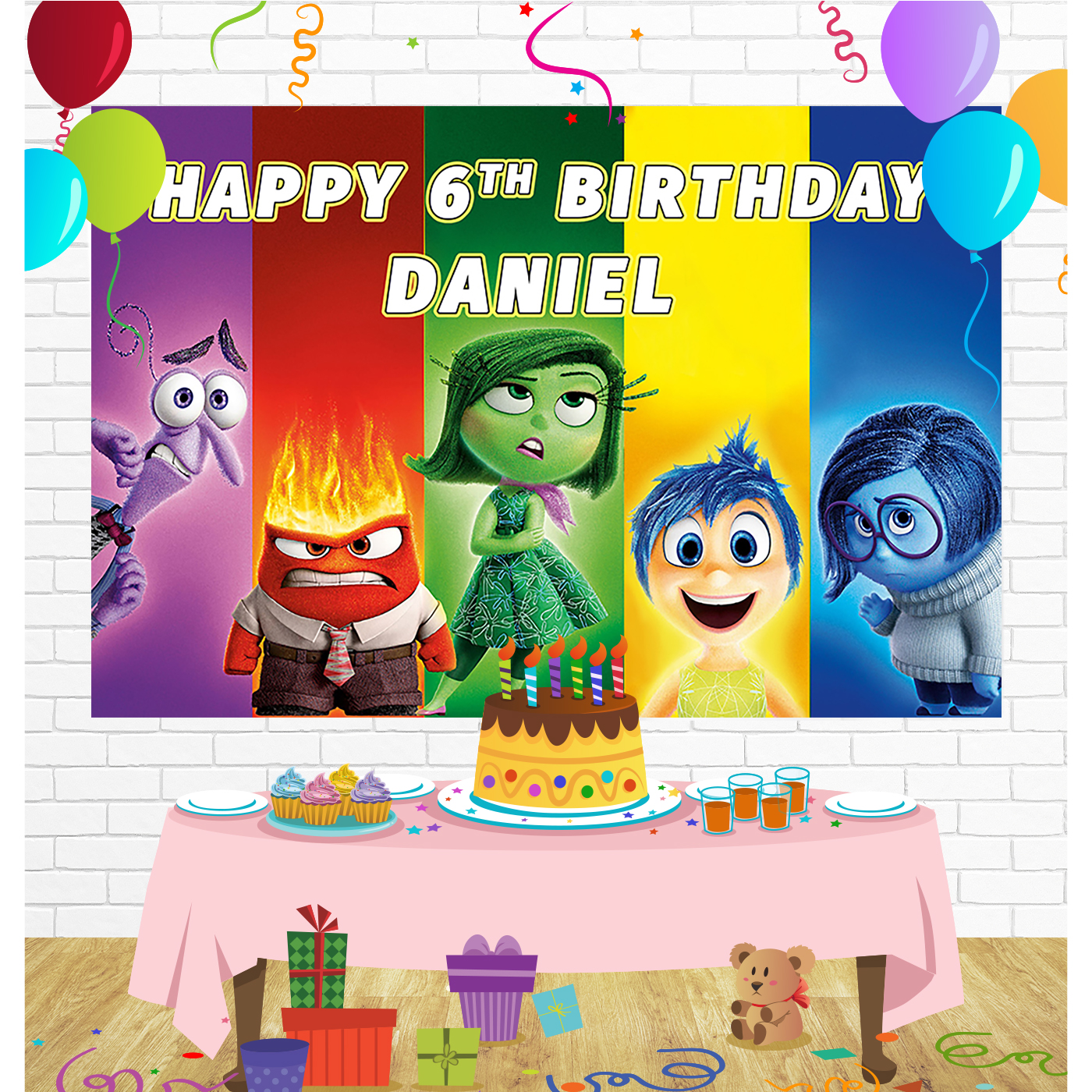 Inside Out Birthday Backdrop for Party Supplies Decorations