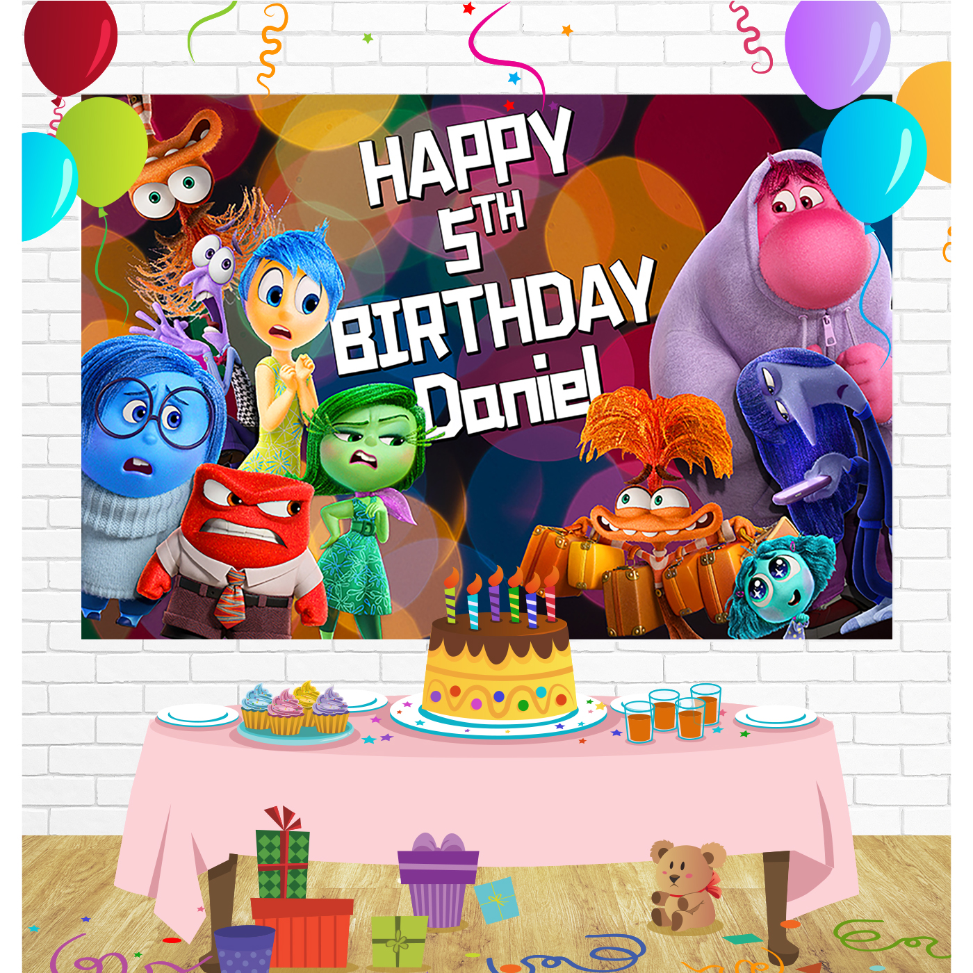 Inside Out 2 Birthday Backdrop for Party Supplies Decorations