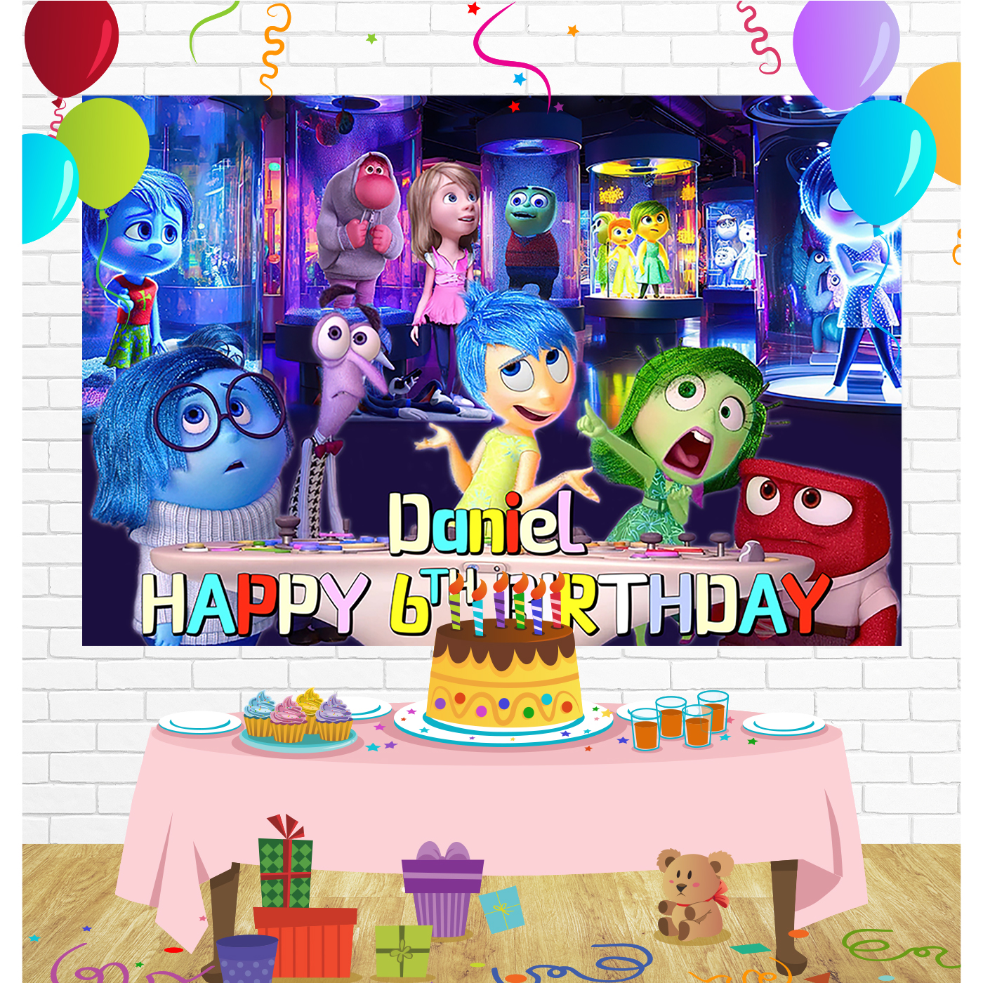 Inside Out 2 Birthday Backdrop for Party Supplies Decorations