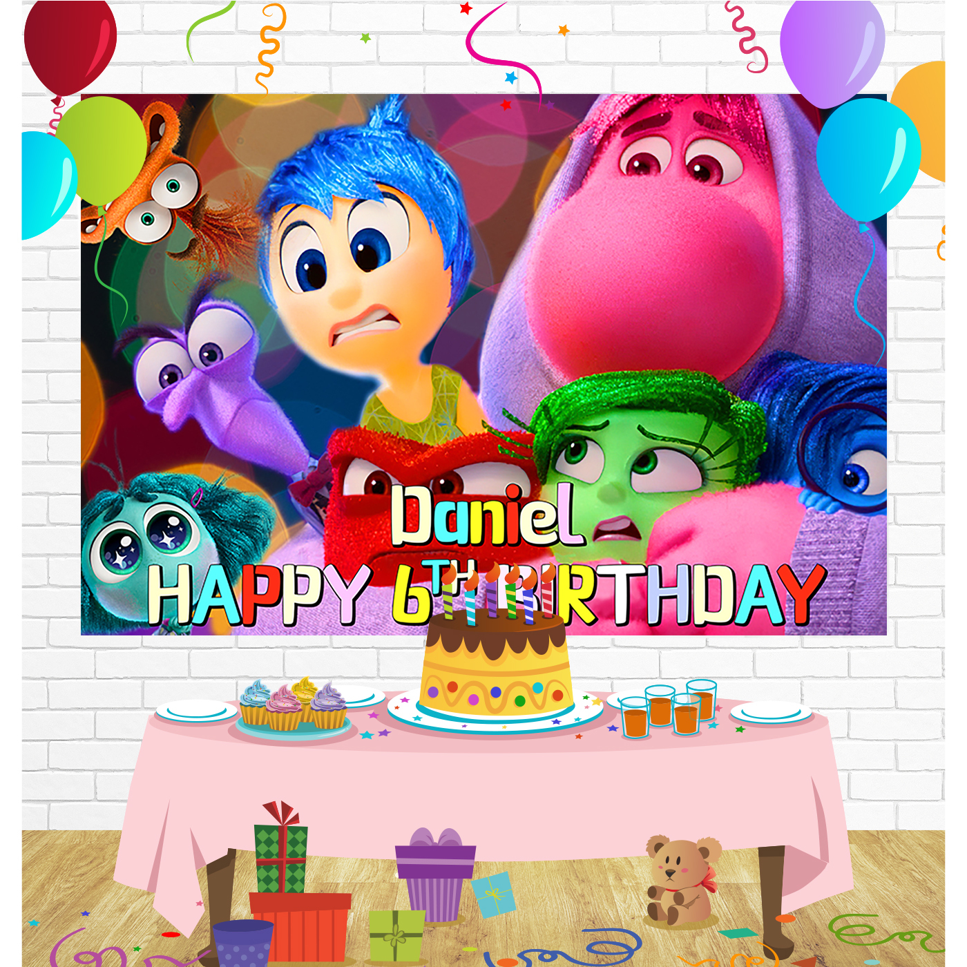 Inside Out 2 Birthday Backdrop for Party Supplies Decorations