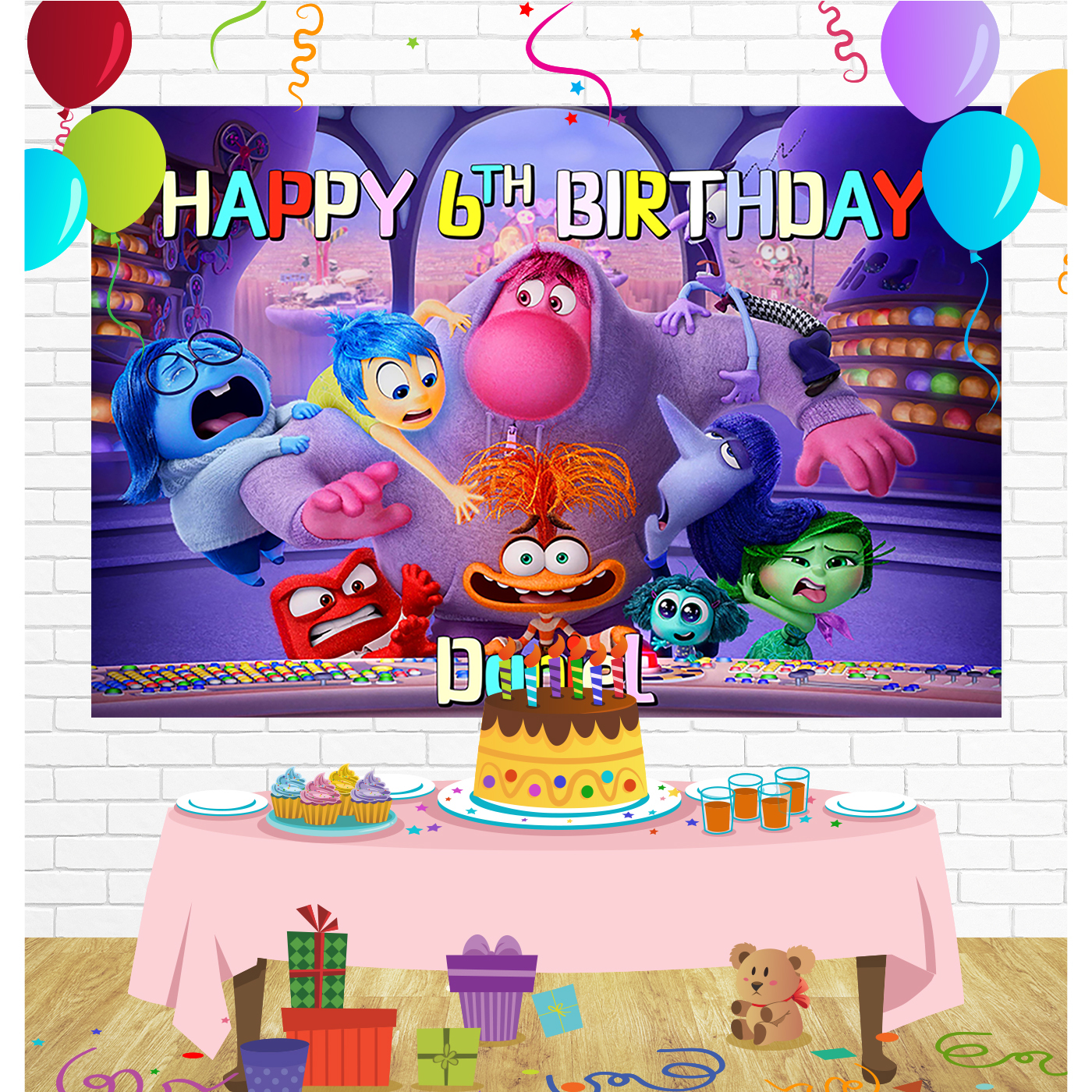 Inside Out 2 Birthday Backdrop for Party Supplies Decorations